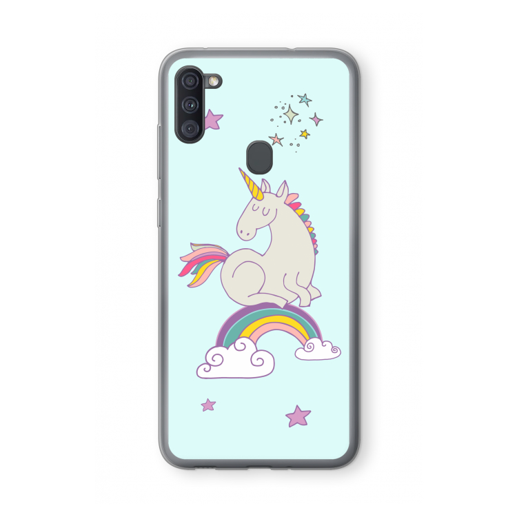 Regenboog eenhoorn: Samsung Galaxy A11 Transparant Hoesje