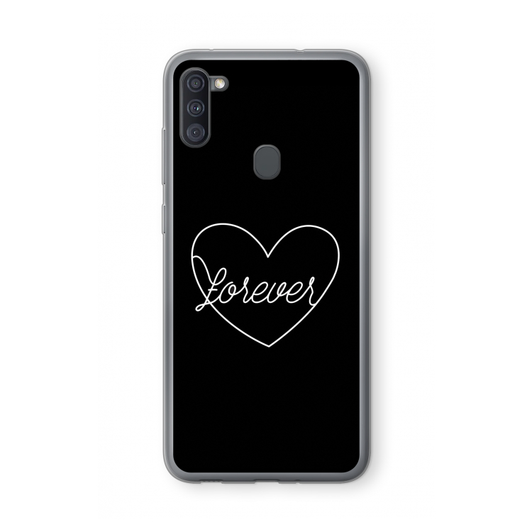 Forever heart black: Samsung Galaxy A11 Transparant Hoesje