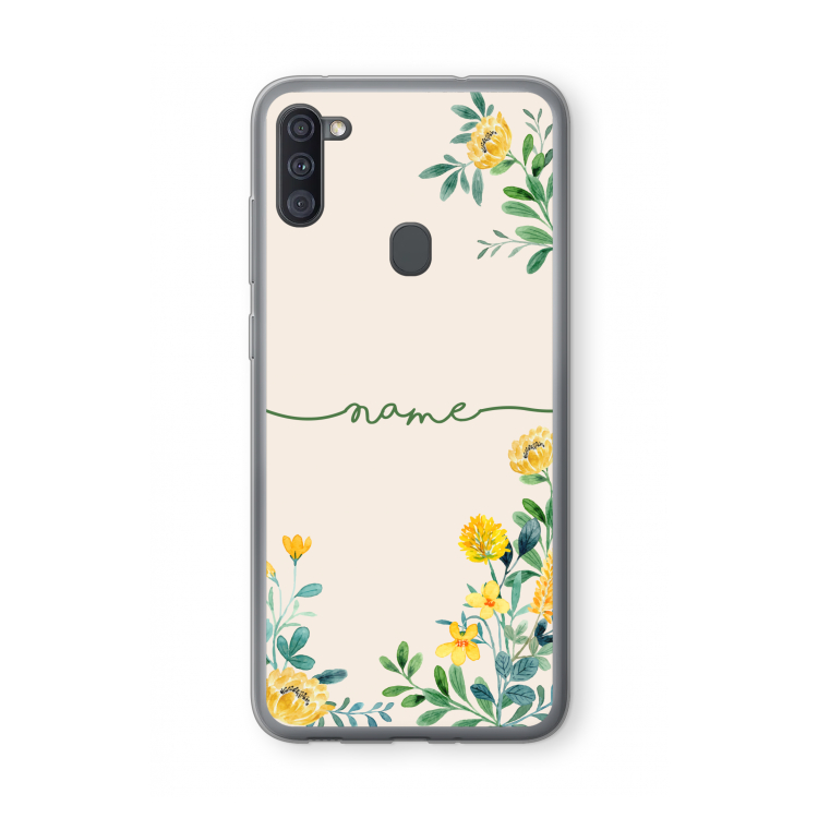 Gele bloemen: Samsung Galaxy A11 Transparant Hoesje