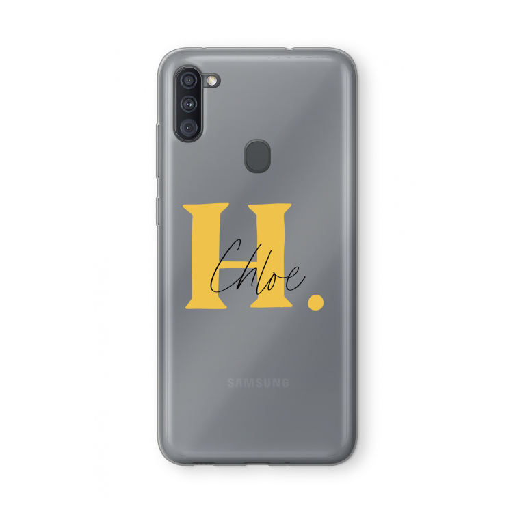 Amber Script: Samsung Galaxy A11 Transparant Hoesje