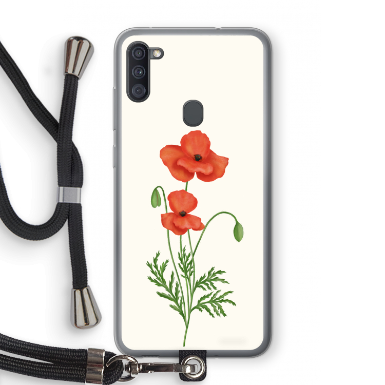 Red poppy: Samsung Galaxy A11 Transparant Hoesje met koord