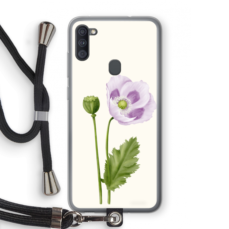Purple poppy: Samsung Galaxy A11 Transparant Hoesje met koord
