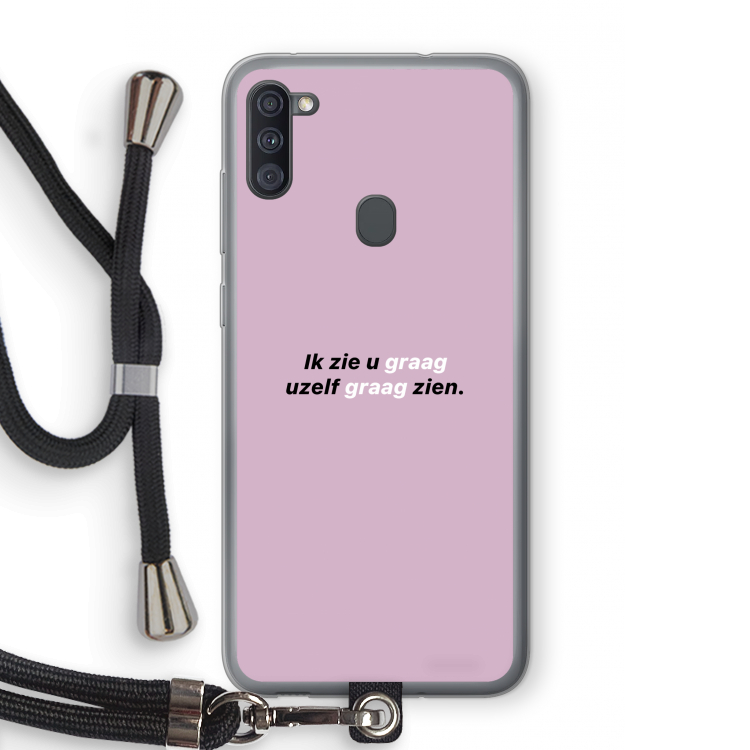 uzelf graag zien: Samsung Galaxy A11 Transparant Hoesje met koord