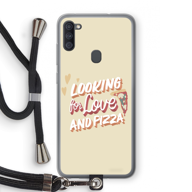 Pizza is the answer: Samsung Galaxy A11 Transparant Hoesje met koord