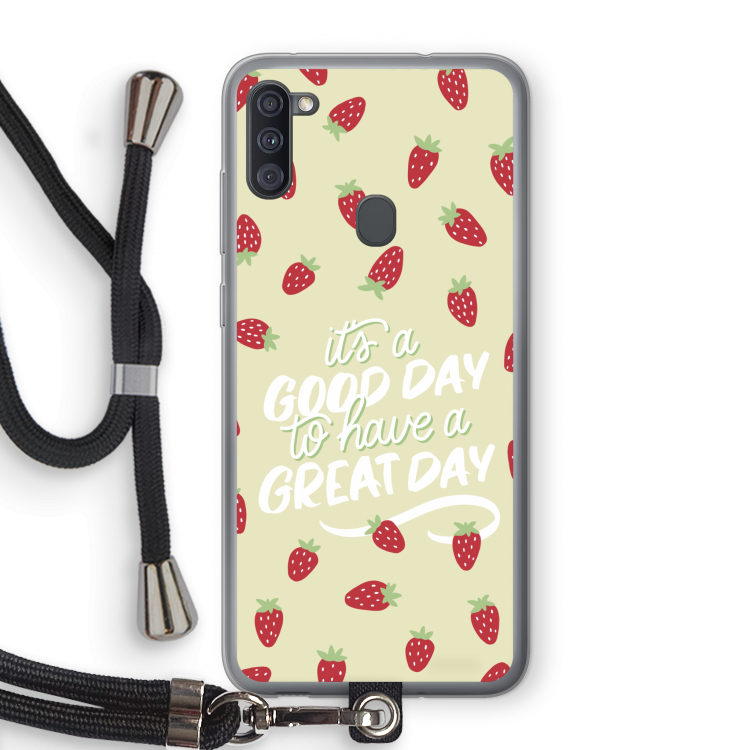 Don't forget to have a great day: Samsung Galaxy A11 Transparant Hoesje met koord
