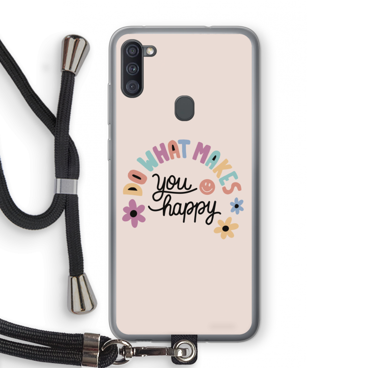 Happy days: Samsung Galaxy A11 Transparant Hoesje met koord