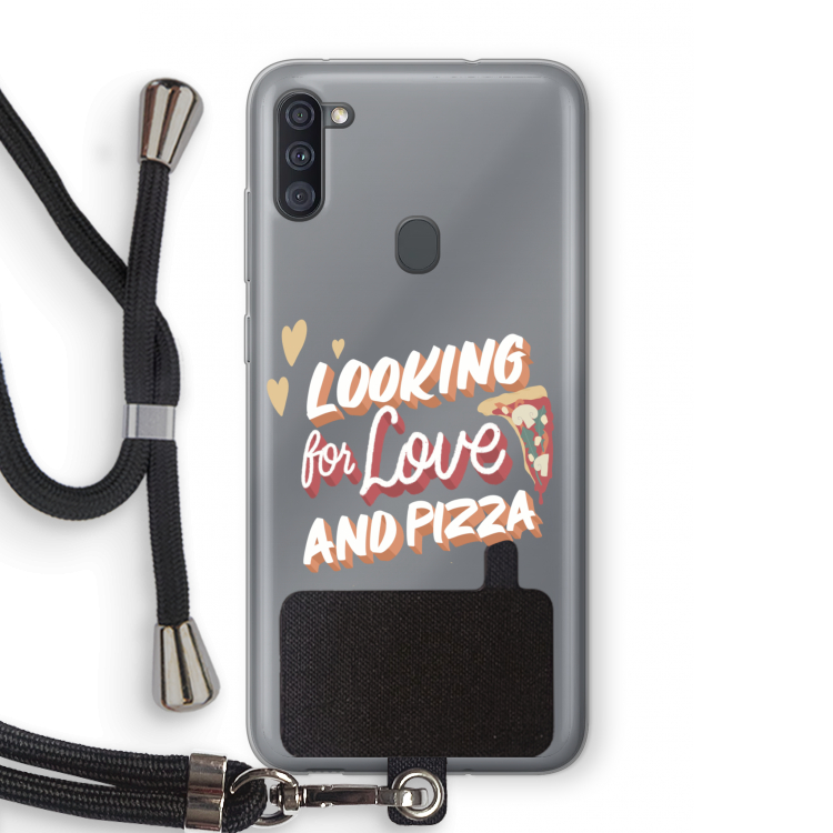 Pizza is the answer: Samsung Galaxy A11 Transparant Hoesje met koord