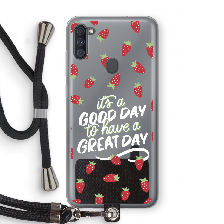 Don't forget to have a great day: Samsung Galaxy A11 Transparant Hoesje met koord