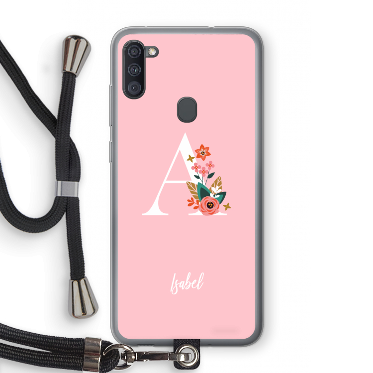 Pink Bouquet: Samsung Galaxy A11 Transparant Hoesje met koord