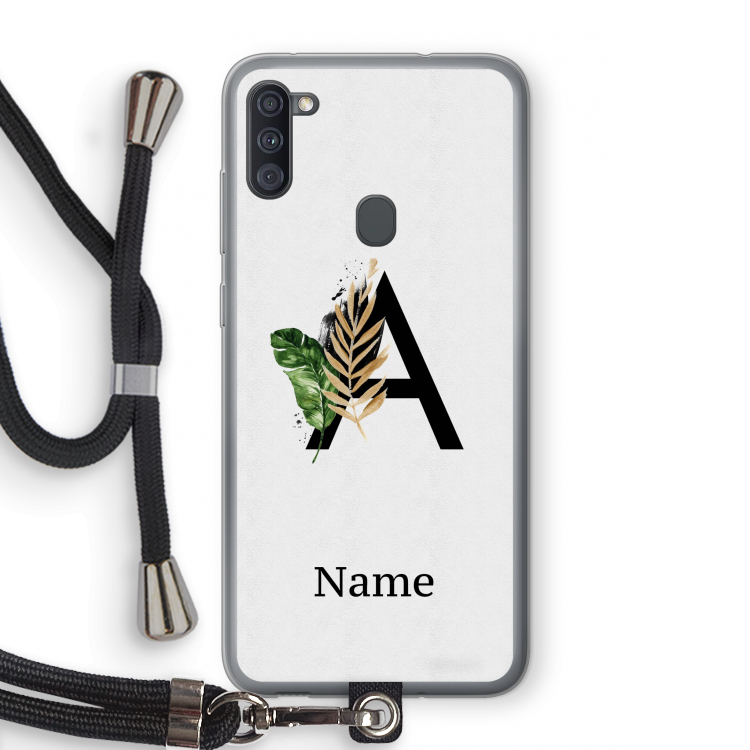 Charcoal Flora: Samsung Galaxy A11 Transparant Hoesje met koord