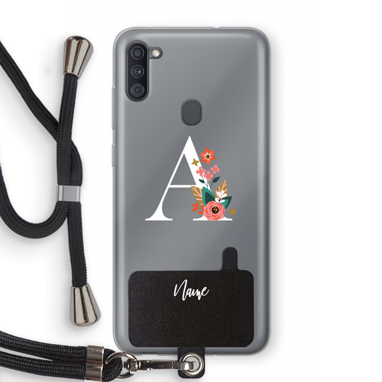 Pink Bouquet: Samsung Galaxy A11 Transparant Hoesje met koord