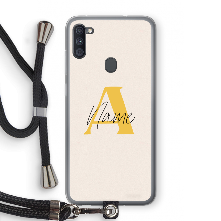 Amber Script: Samsung Galaxy A11 Transparant Hoesje met koord