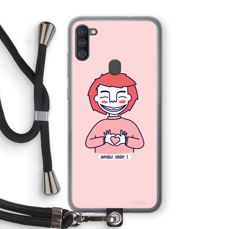 Hartje: Samsung Galaxy A11 Transparant Hoesje met koord