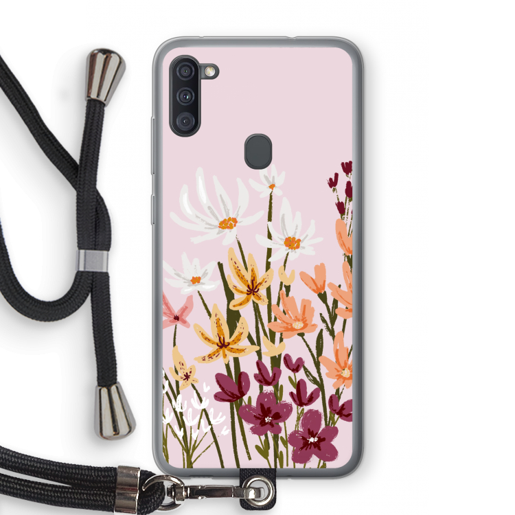 Painted wildflowers: Samsung Galaxy A11 Transparant Hoesje met koord