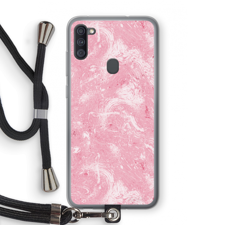 Abstract Painting Pink: Samsung Galaxy A11 Transparant Hoesje met koord