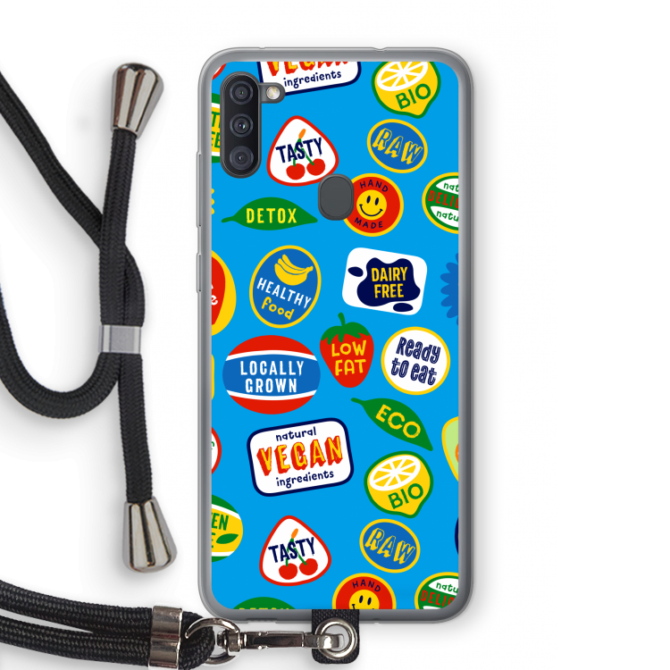 Fruitsticker: Samsung Galaxy A11 Transparant Hoesje met koord