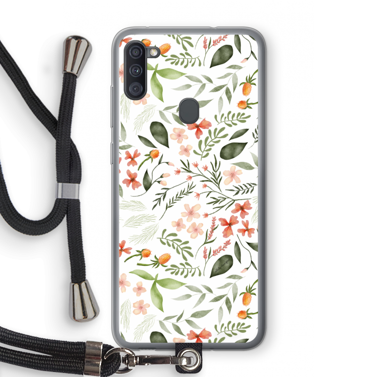 Sweet little flowers: Samsung Galaxy A11 Transparant Hoesje met koord