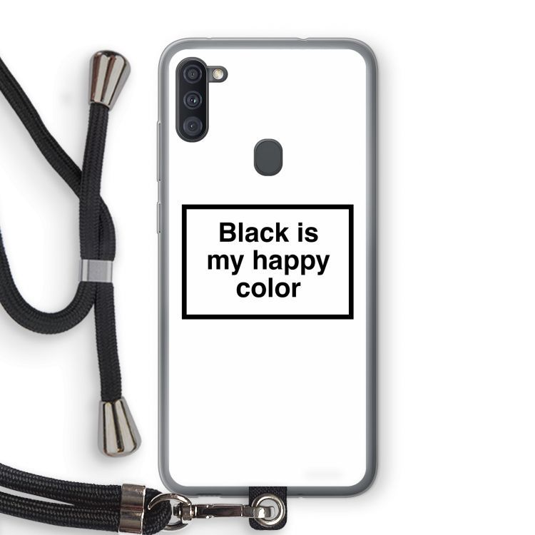 Black is my happy color: Samsung Galaxy A11 Transparant Hoesje met koord