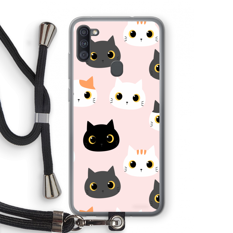 Katten: Samsung Galaxy A11 Transparant Hoesje met koord