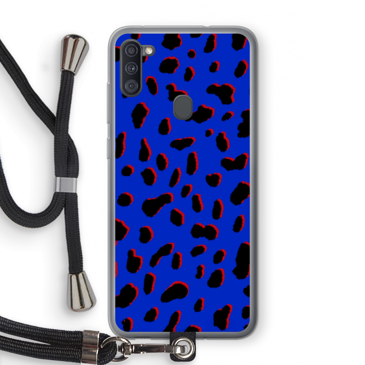 Blue Leopard: Samsung Galaxy A11 Transparant Hoesje met koord