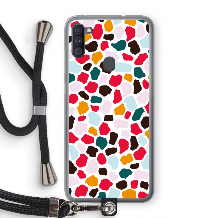 Colored Giraffe: Samsung Galaxy A11 Transparant Hoesje met koord