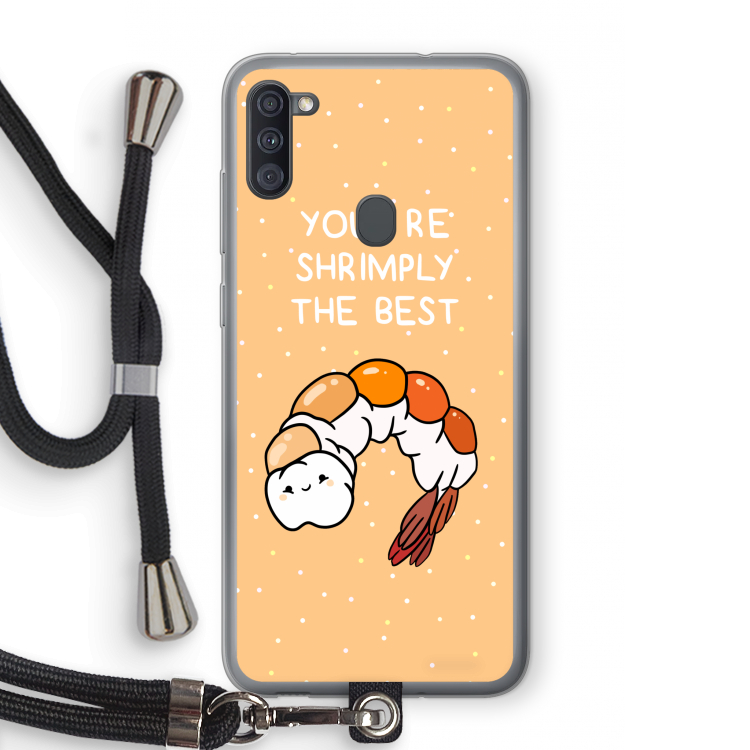 You're Shrimply The Best: Samsung Galaxy A11 Transparant Hoesje met koord