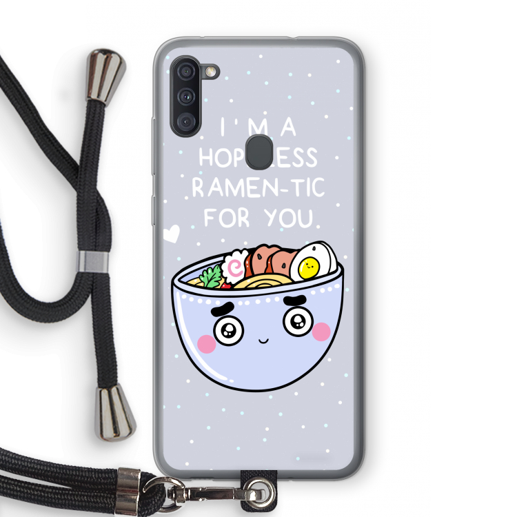 I'm A Hopeless Ramen-Tic For You: Samsung Galaxy A11 Transparant Hoesje met koord