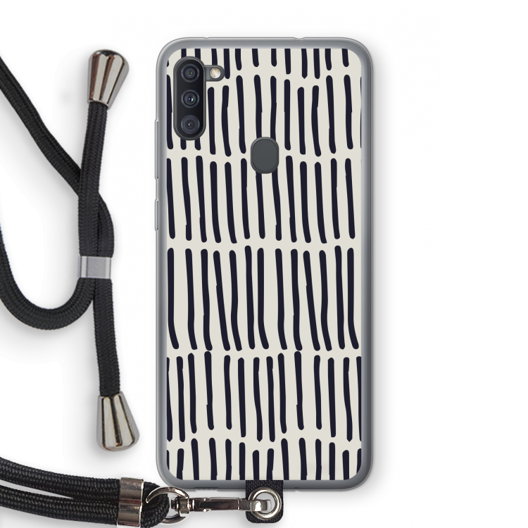 Moroccan stripes: Samsung Galaxy A11 Transparant Hoesje met koord