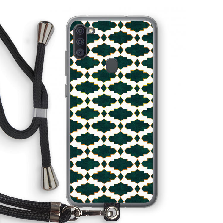 Moroccan tiles: Samsung Galaxy A11 Transparant Hoesje met koord
