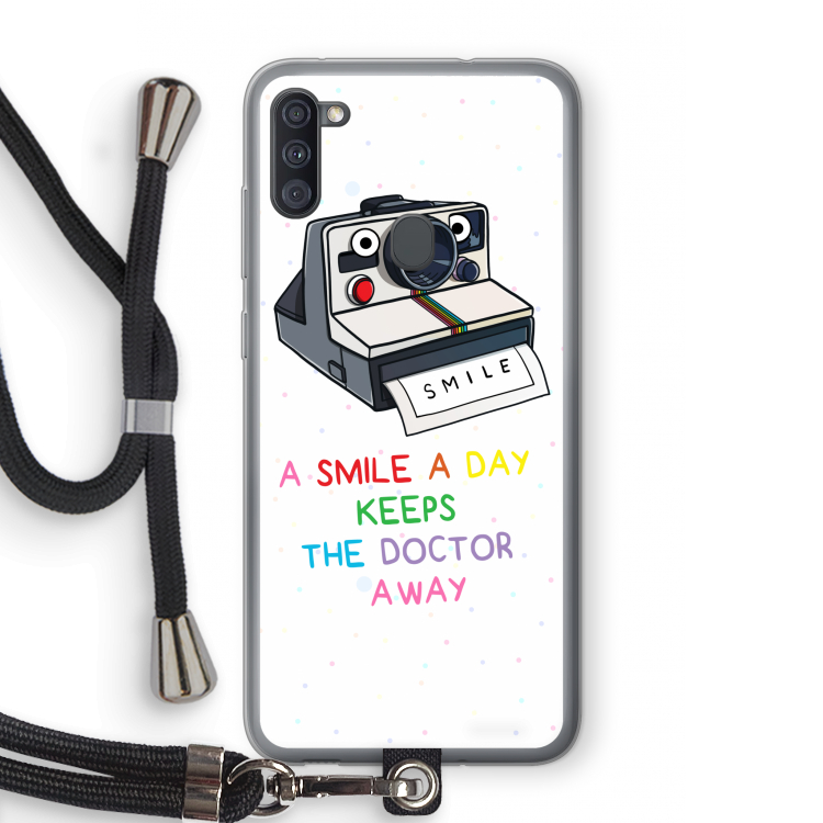 Smile: Samsung Galaxy A11 Transparant Hoesje met koord