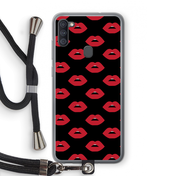 Lips: Samsung Galaxy A11 Transparant Hoesje met koord