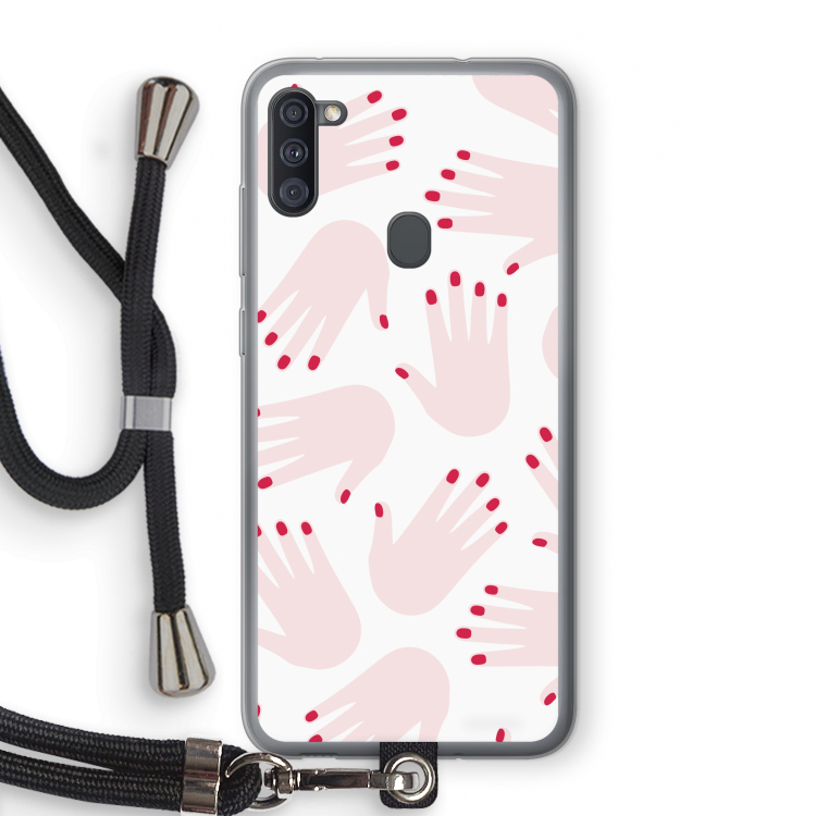 Hands pink: Samsung Galaxy A11 Transparant Hoesje met koord