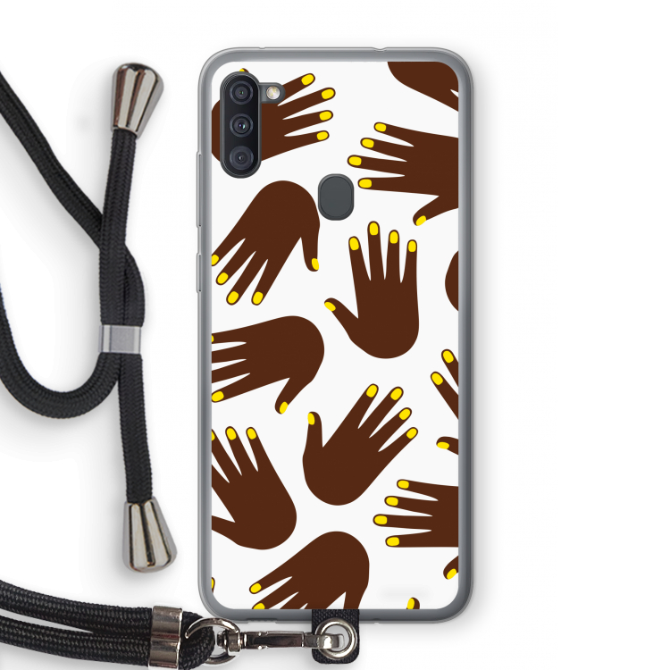 Hands dark: Samsung Galaxy A11 Transparant Hoesje met koord