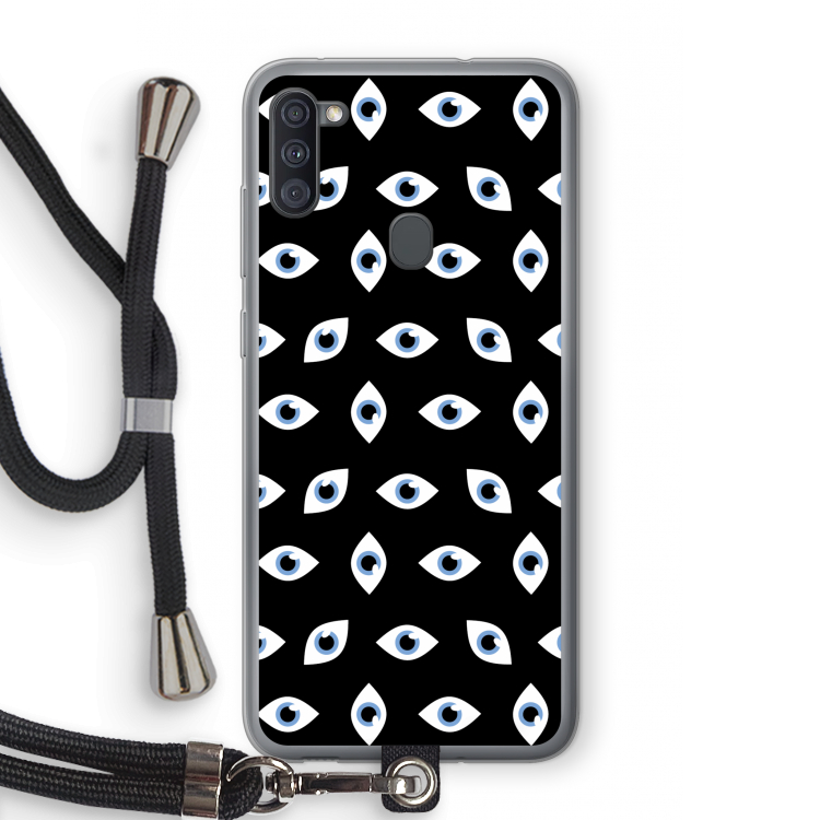 Eyes pattern: Samsung Galaxy A11 Transparant Hoesje met koord