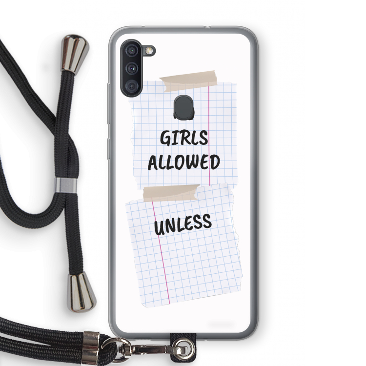 No Girls Allowed Unless: Samsung Galaxy A11 Transparant Hoesje met koord