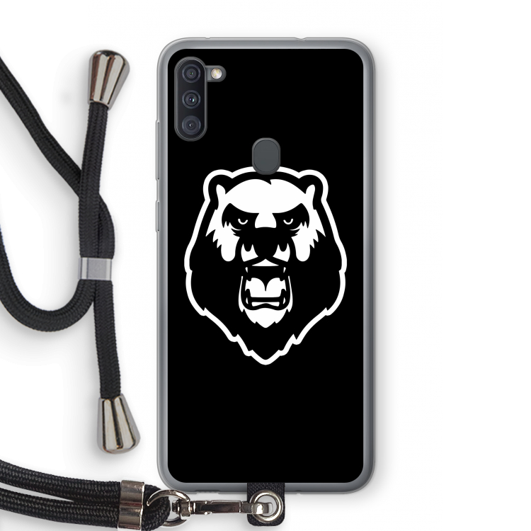 Angry Bear (black): Samsung Galaxy A11 Transparant Hoesje met koord