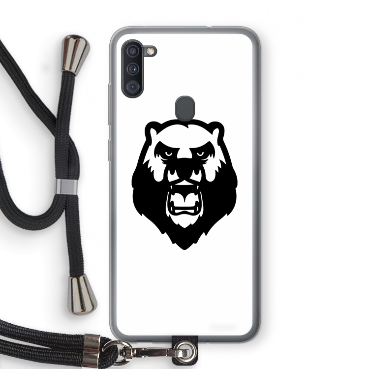 Angry Bear (white): Samsung Galaxy A11 Transparant Hoesje met koord