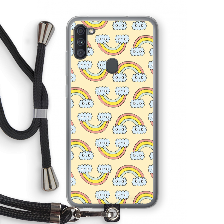Regenboog: Samsung Galaxy A11 Transparant Hoesje met koord