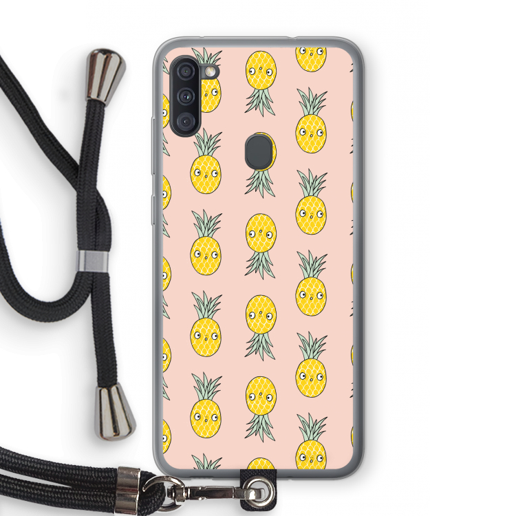 Ananas: Samsung Galaxy A11 Transparant Hoesje met koord