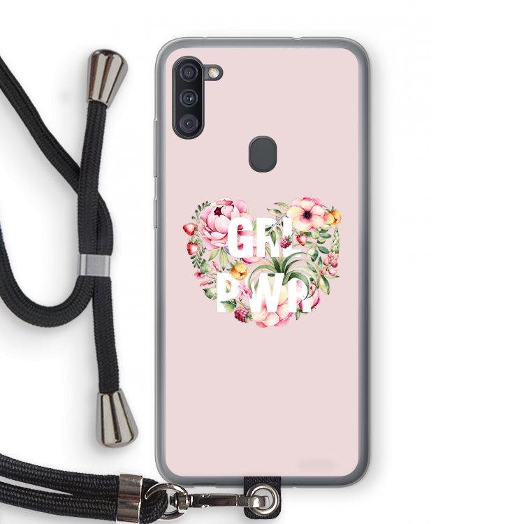 GRL PWR Flower: Samsung Galaxy A11 Transparant Hoesje met koord