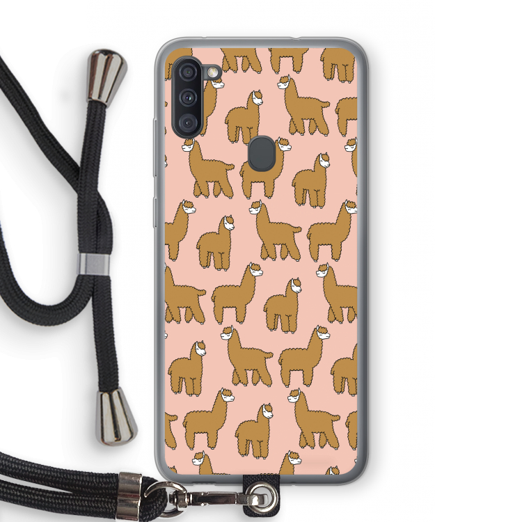 Alpacas: Samsung Galaxy A11 Transparant Hoesje met koord