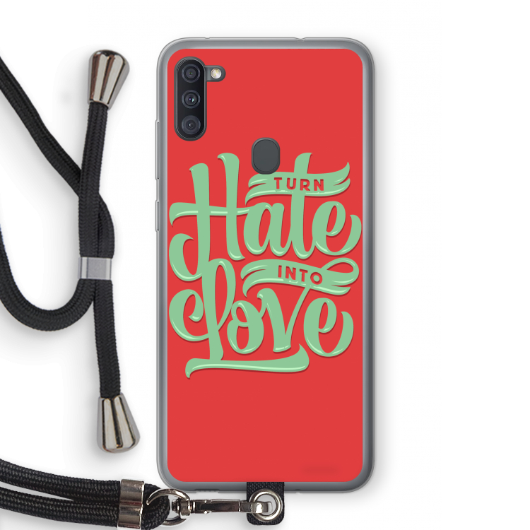 Turn hate into love: Samsung Galaxy A11 Transparant Hoesje met koord