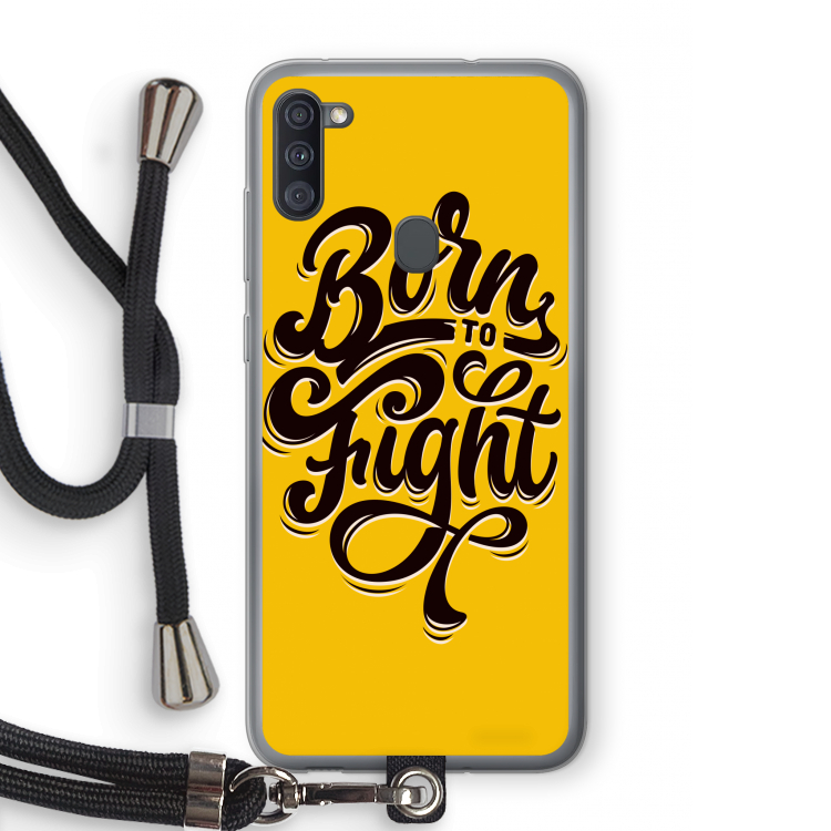 Born to Fight: Samsung Galaxy A11 Transparant Hoesje met koord