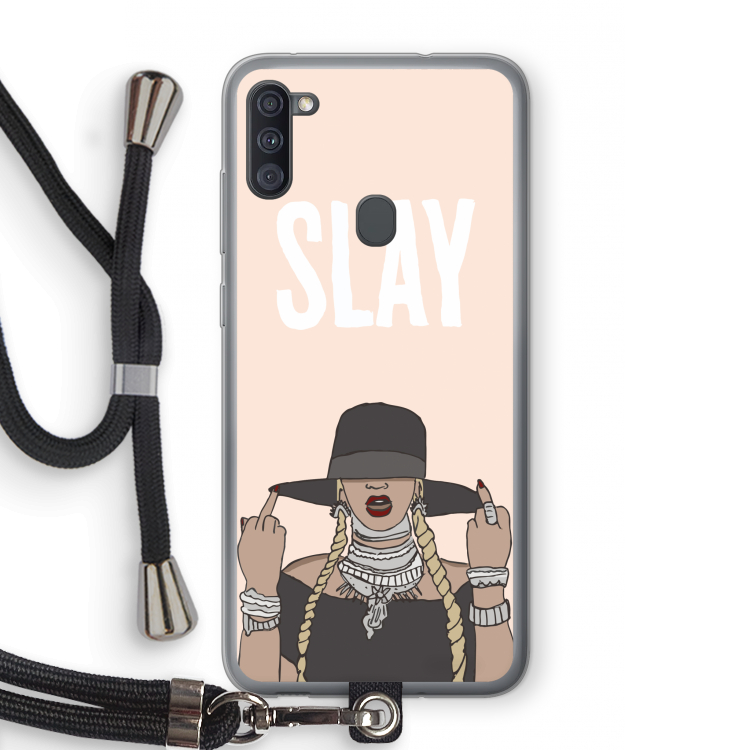Slay All Day: Samsung Galaxy A11 Transparant Hoesje met koord