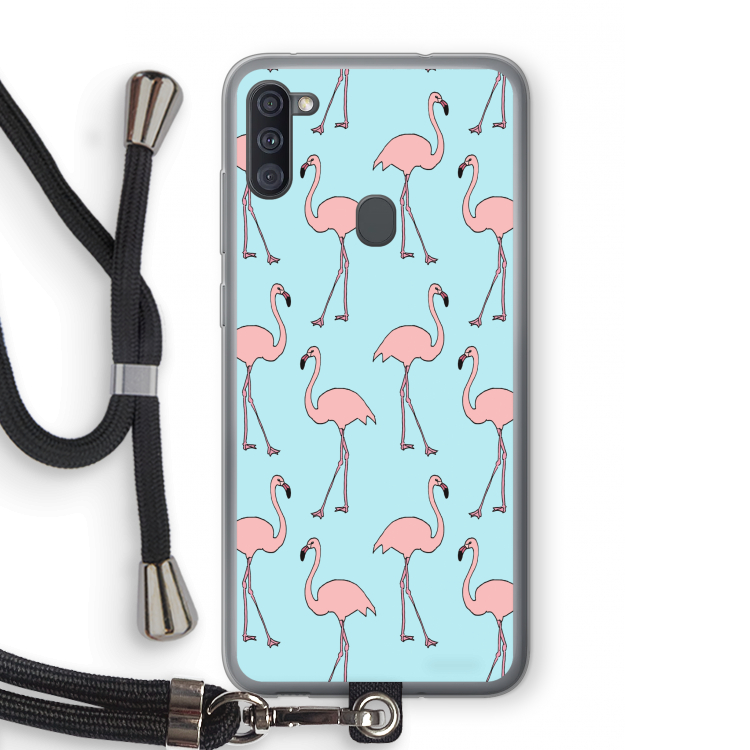 Anything Flamingoes: Samsung Galaxy A11 Transparant Hoesje met koord