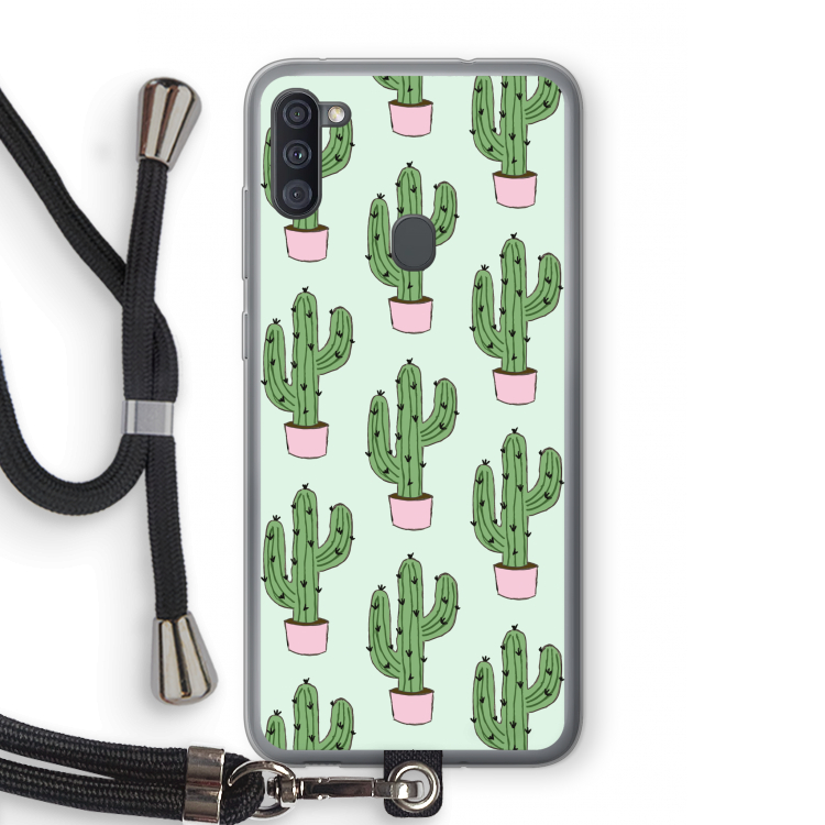 Cactus Lover: Samsung Galaxy A11 Transparant Hoesje met koord
