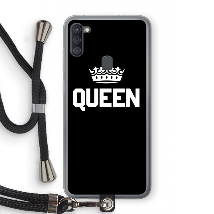 Queen zwart: Samsung Galaxy A11 Transparant Hoesje met koord