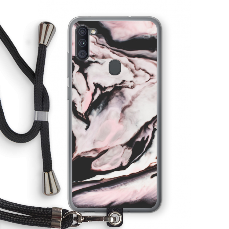 Roze stroom: Samsung Galaxy A11 Transparant Hoesje met koord