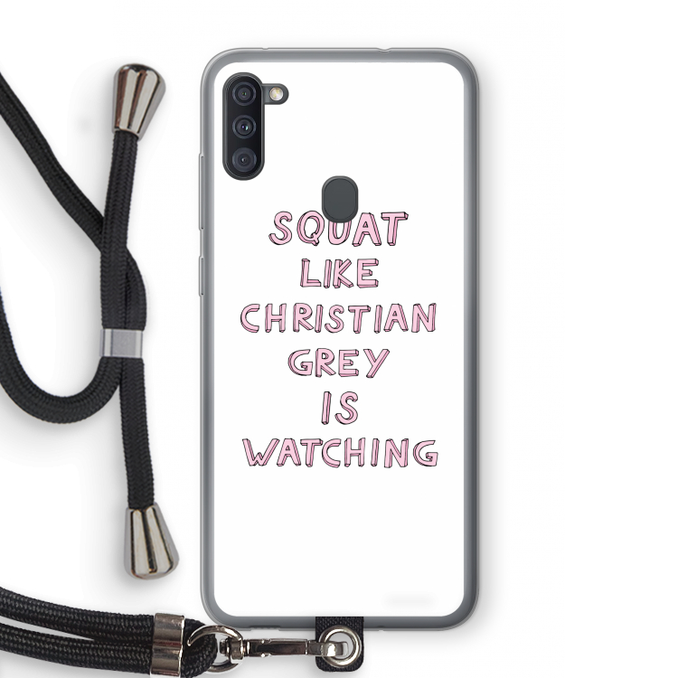 Christian Grey: Samsung Galaxy A11 Transparant Hoesje met koord