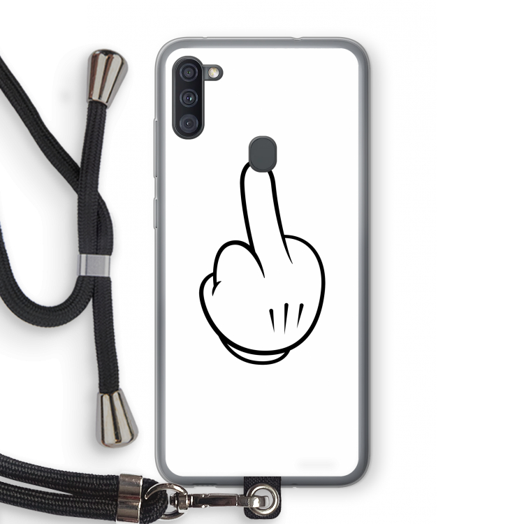Middle finger white: Samsung Galaxy A11 Transparant Hoesje met koord